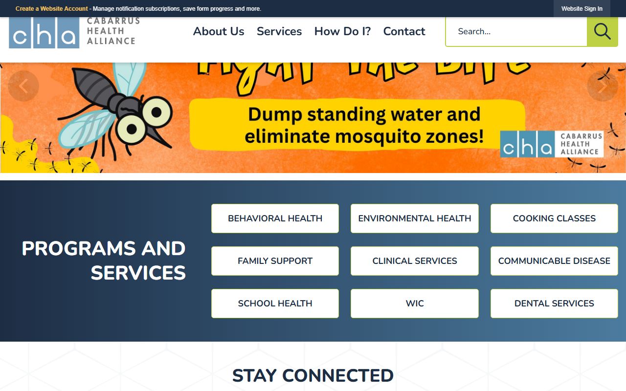 Cabarrus County phone directory health alliance screenshot