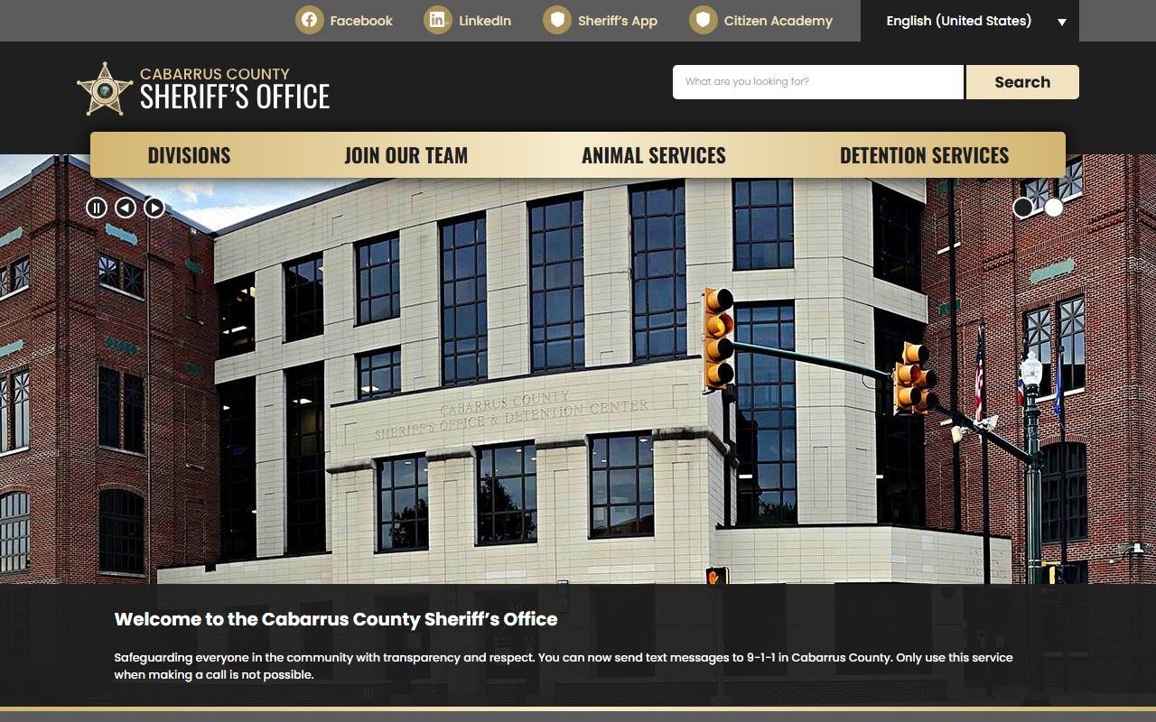 Cabarrus County phone directory sheriff office screenshot