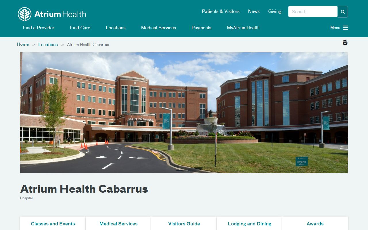 Cabarrus County phone directory Atrium Health Cabarrus screenshot